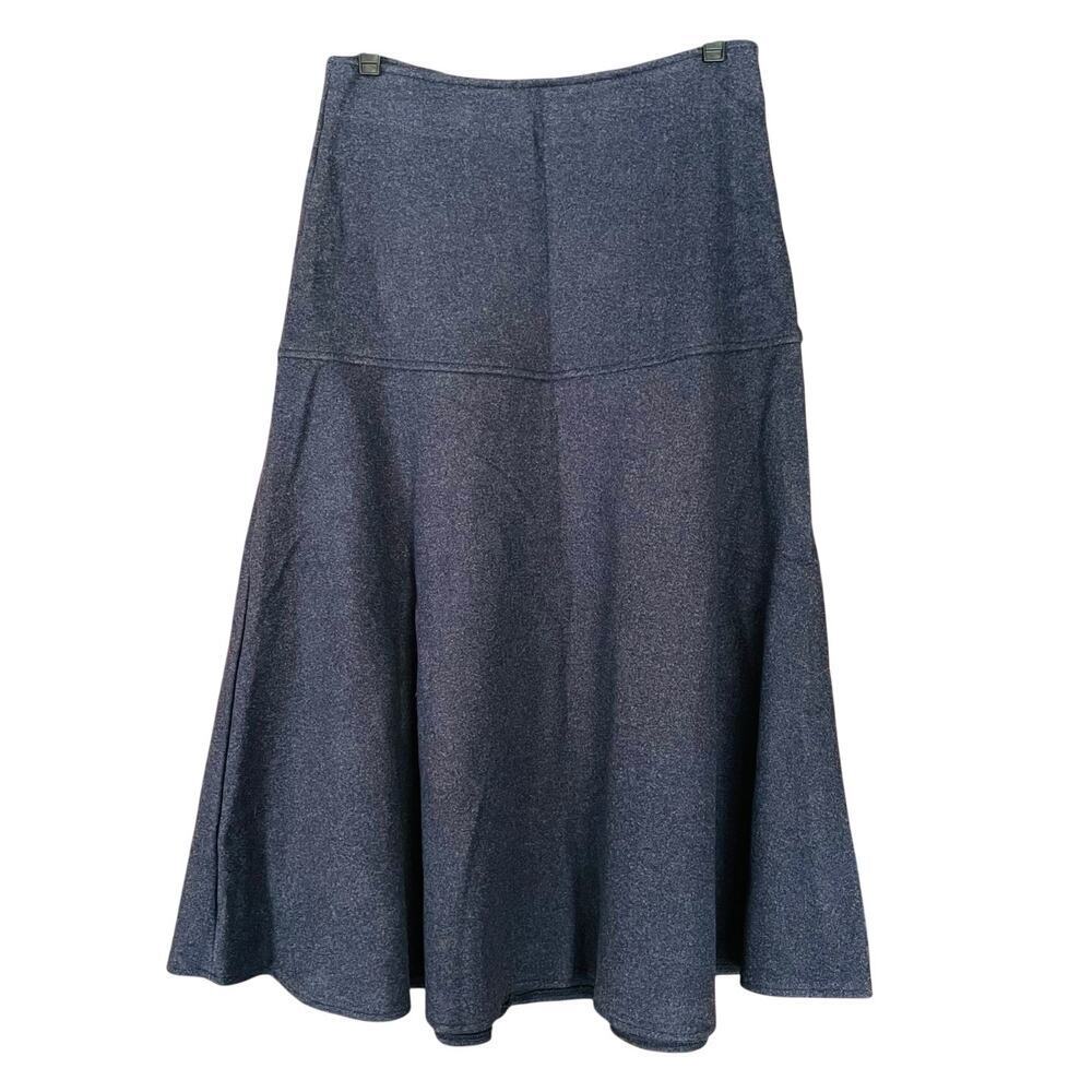 OGL CashSoft Flared Maxi Skirt Heather Navy Blue Size Medium Petite NEW